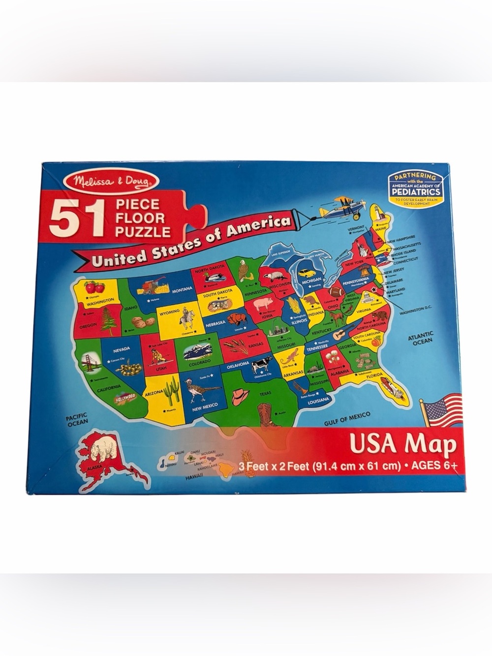 Melissa and Doug U.S.A. Map United States 51pc Extra Large Floor Puzzle 3'x 2'